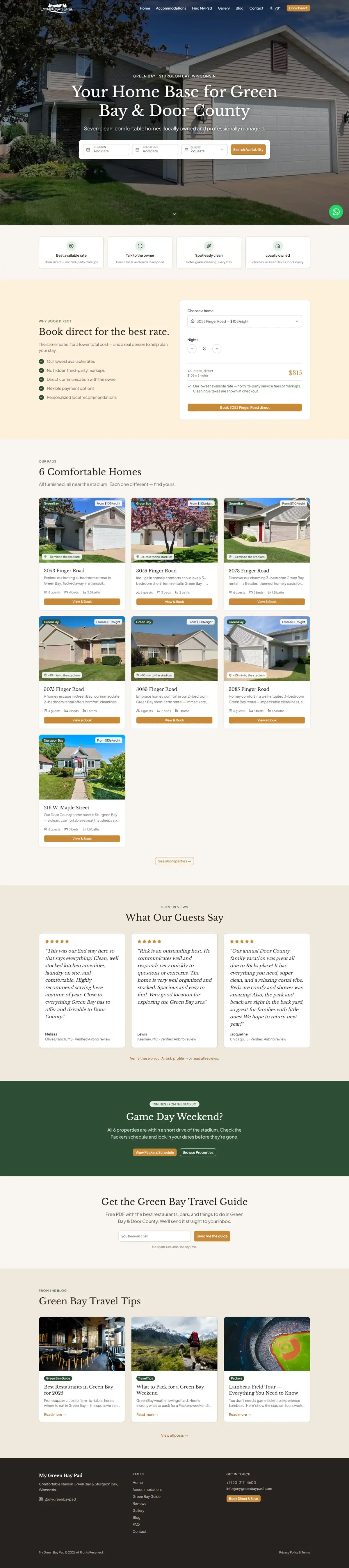 The top of the My Green Bay Pad website